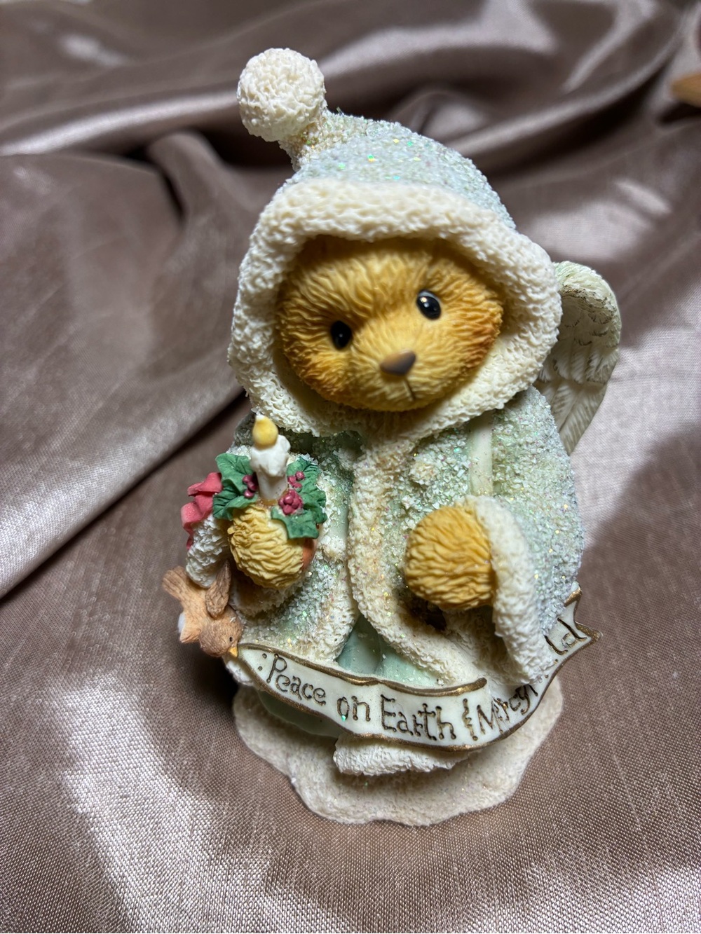 Cherished Teddies Angela Cream and Gold Teddy Angel Figurine